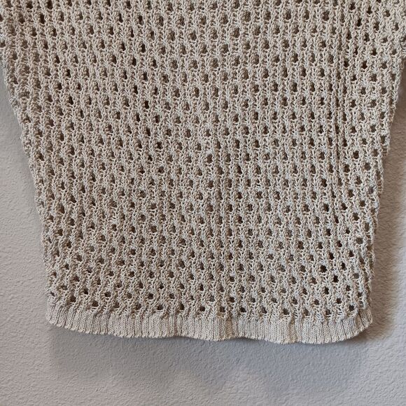 Jones New York Net Blouse Size Medium Cowl Neck Short Sleeve Metallic Brown - Picture 10 of 12